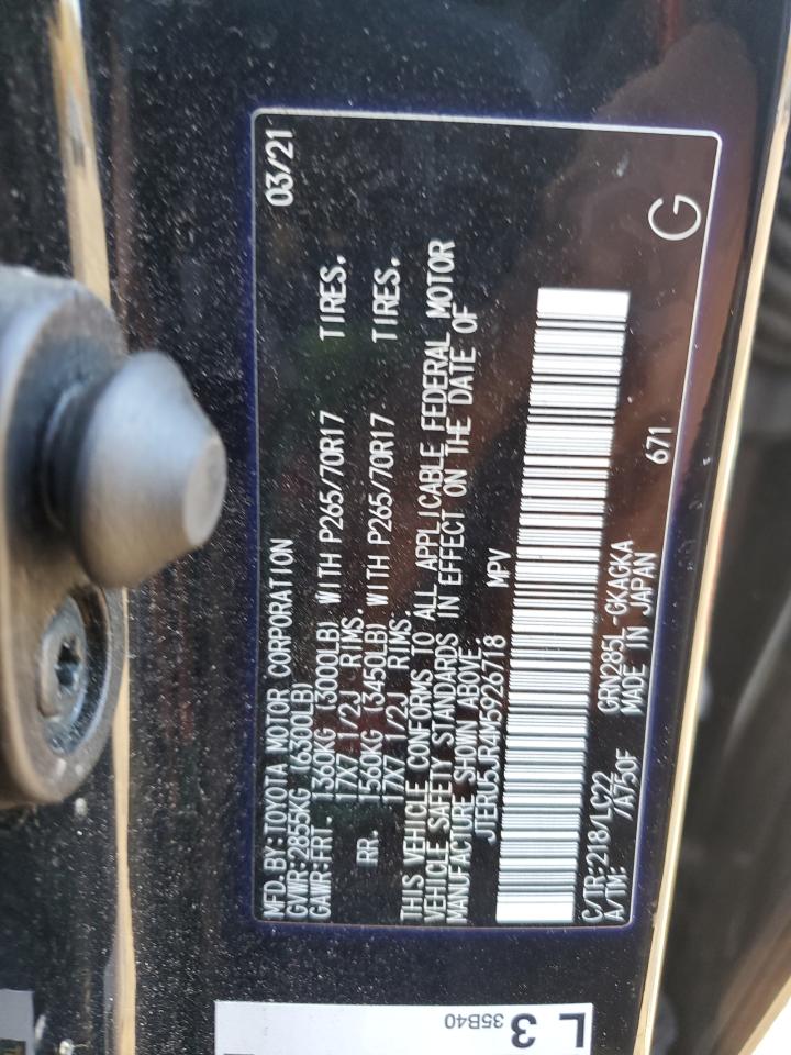 2021 Toyota 4Runner VIN JTERU5JR4M5926718 Copart auction photo, front end / minor dent/scratches damage thumbnail 13
