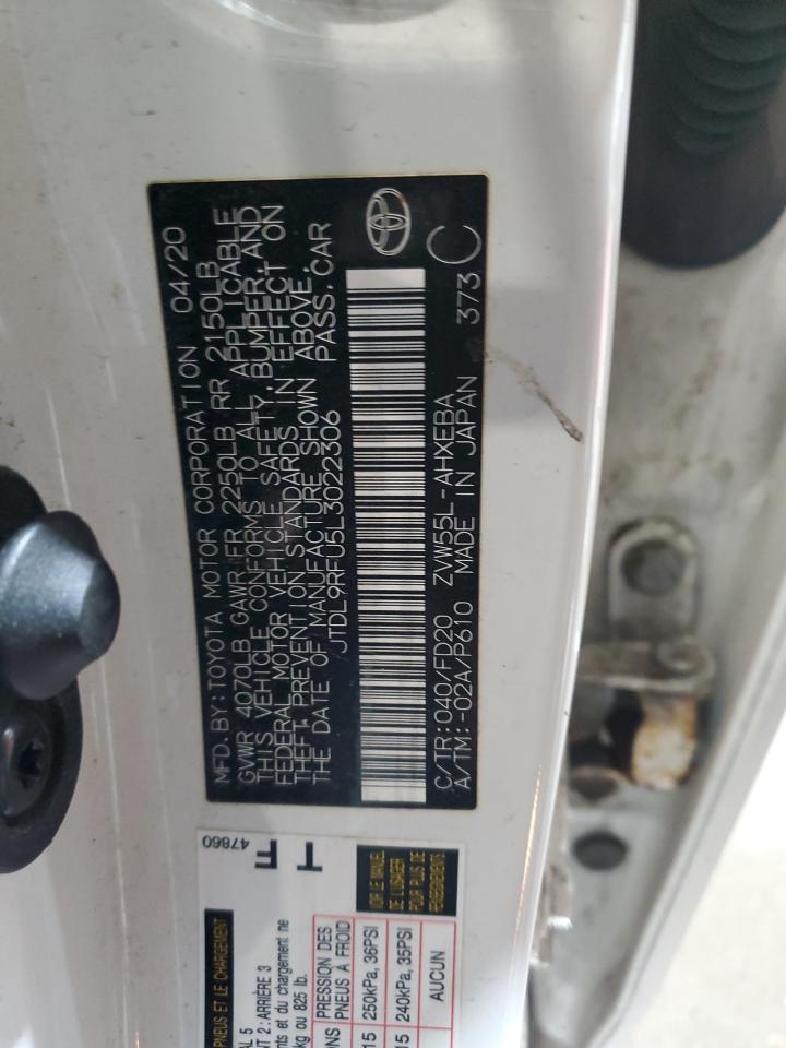 2020 Toyota Prius VIN JTDL9RFU5L3022306 Copart auction photo, front end / side damage thumbnail 13