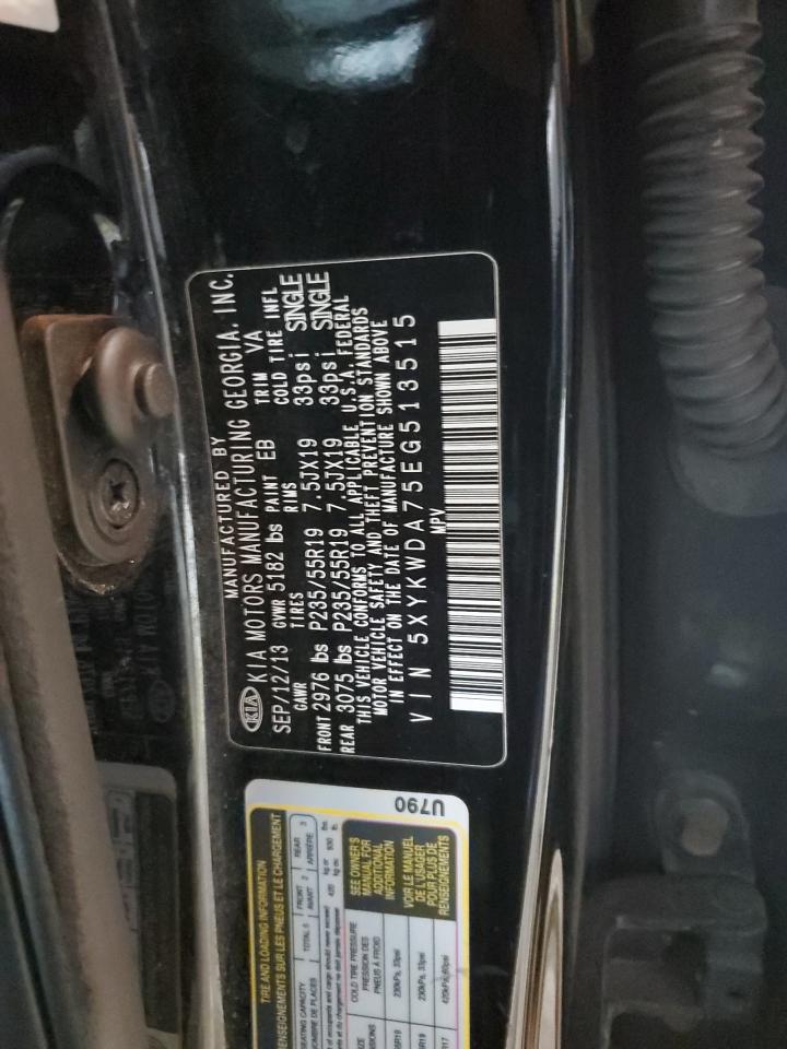 2014 KIA Sorento VIN 5XYKWDA75EG513515 Copart auction photo, front end / rear end damage thumbnail 14