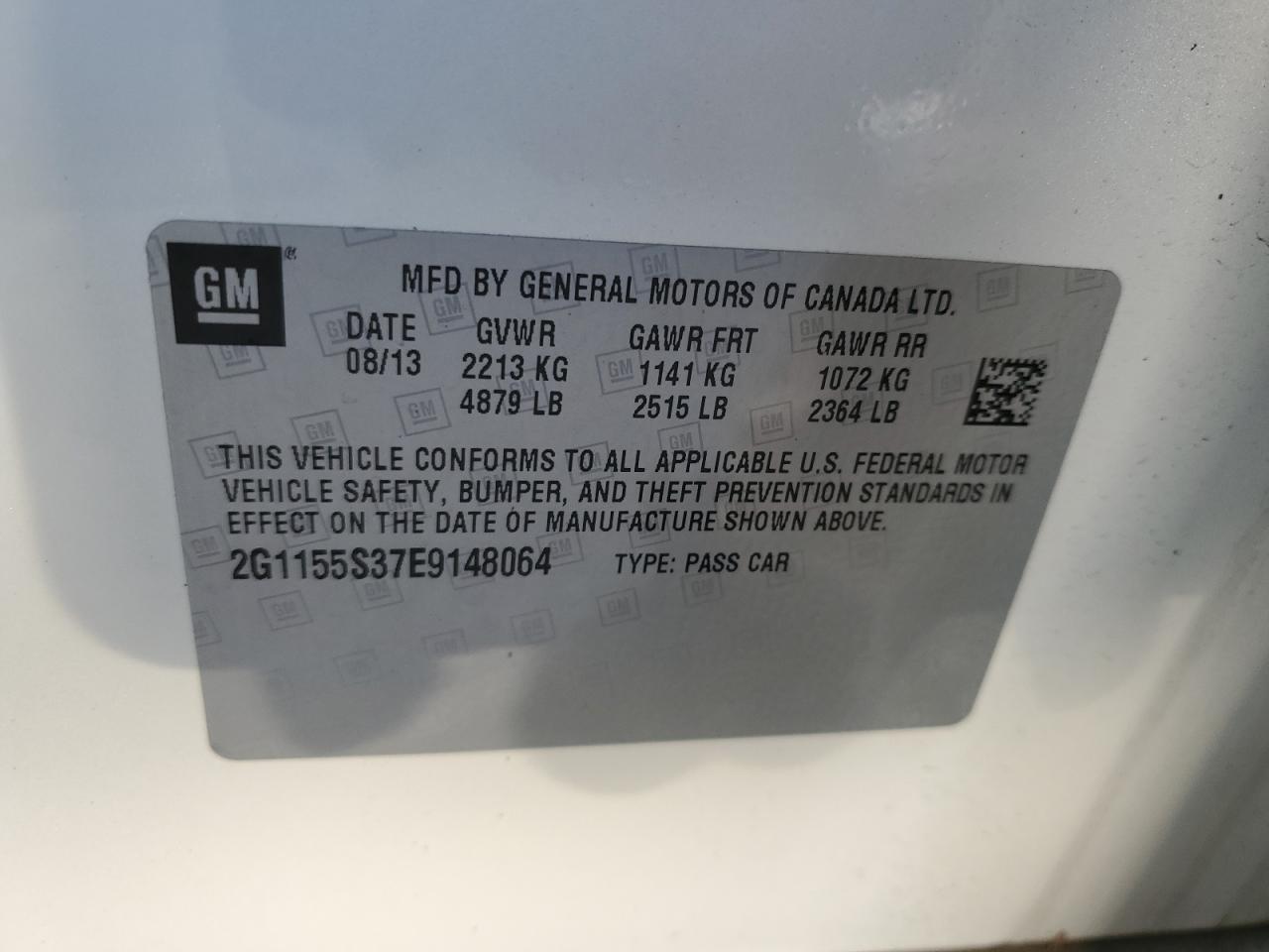 2014 Chevrolet Impala VIN 2G1155S37E9148064 Copart auction photo, front end damage thumbnail 12