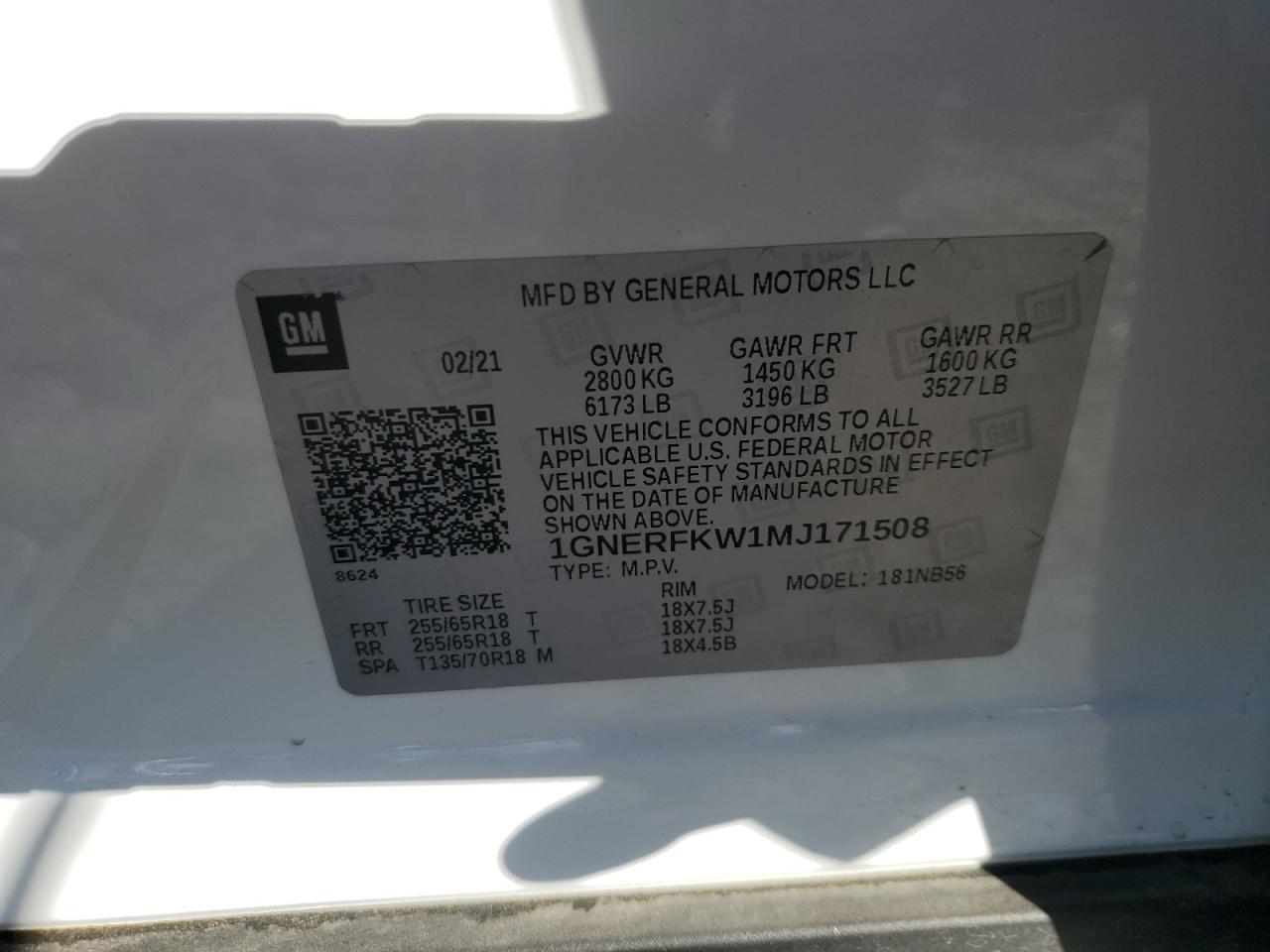2021 Chevrolet Traverse VIN 1GNERFKW1MJ171508 Copart auction photo, rear end damage thumbnail 16