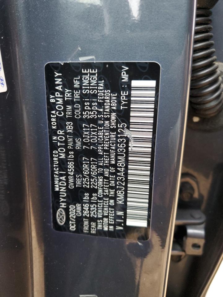 2021 Hyundai Tucson VIN KM8J23A48MU363125 Copart auction photo, rear end damage thumbnail 13