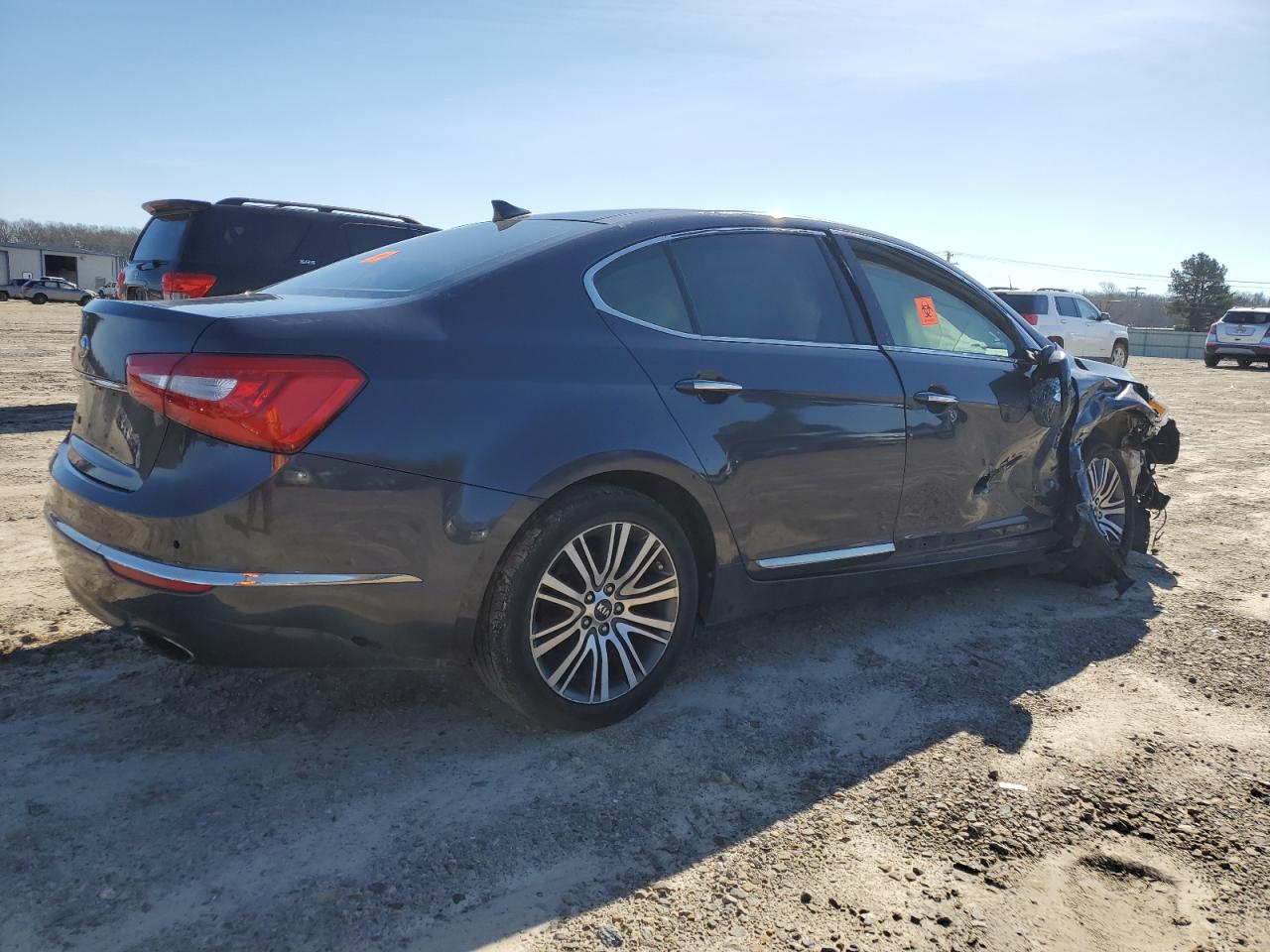 2014 KIA Cadenza VIN KNALN4D75E5123250 Copart auction photo, side / front end damage thumbnail 3