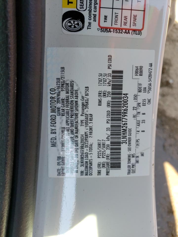 2009 Lincoln MKZ VIN 3LNHM26T79R620034 Copart auction photo, front end damage thumbnail 13