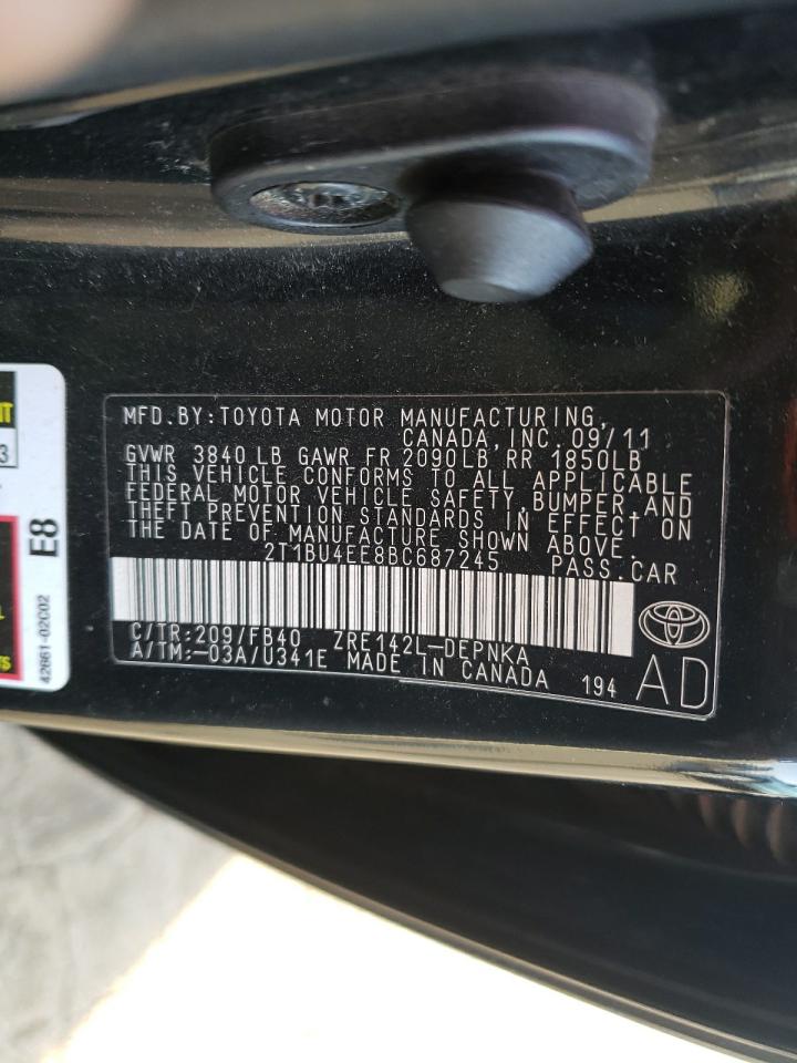 2011 Toyota Corolla VIN 2T1BU4EE8BC687245 Copart auction photo, side / rear end damage thumbnail 15