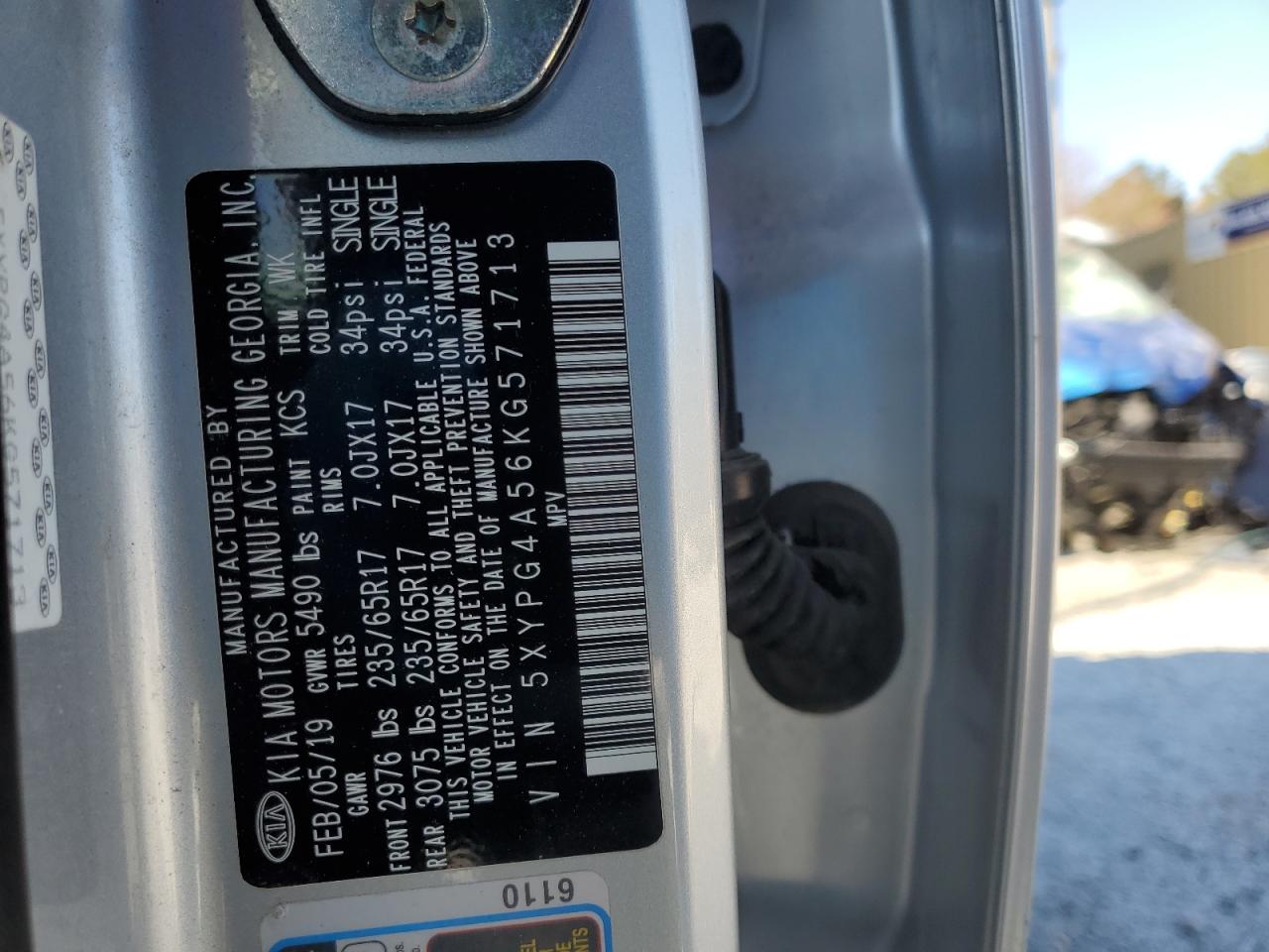 2019 KIA Sorento VIN 5XYPG4A56KG571713 Copart auction photo, all over damage thumbnail 14
