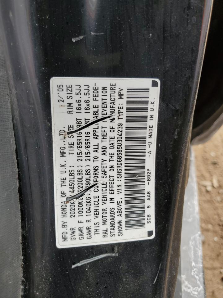 2005 Honda CR-V VIN SHSRD68585U304239 Copart auction photo, biohazard/chemical / vandalism damage thumbnail 13