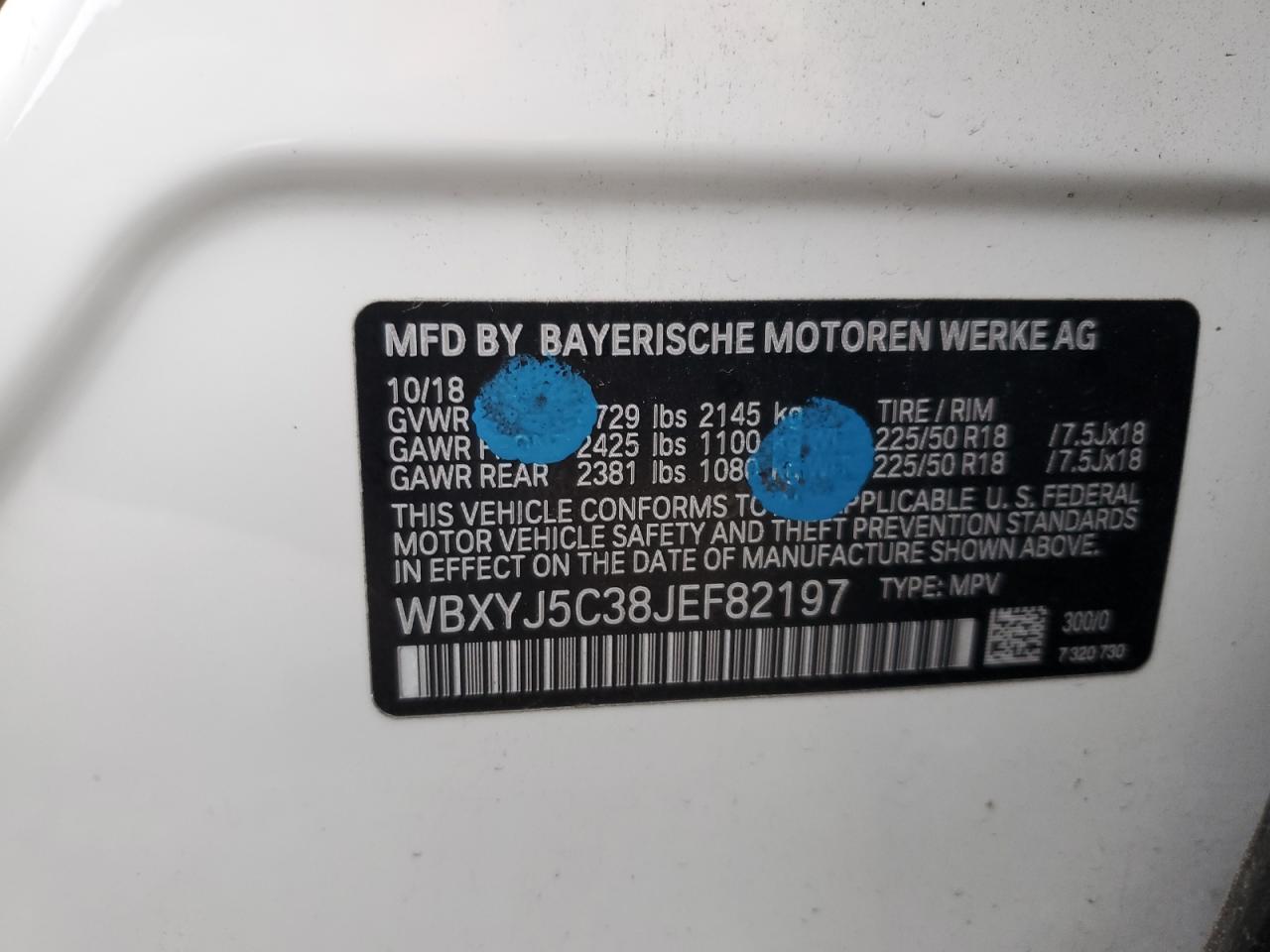 2018 BMW X2 VIN WBXYJ5C38JEF82197 Copart auction photo, undercarriage / front end damage thumbnail 14