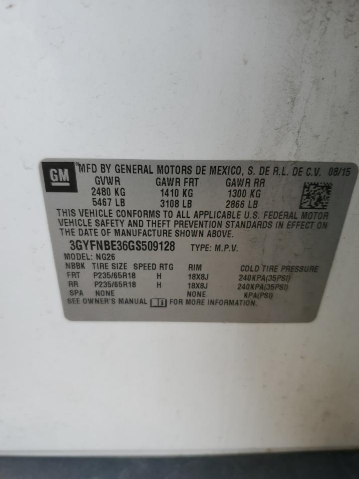 2016 Cadillac SRX VIN 3GYFNBE36GS509128 Copart auction photo, front end damage thumbnail 13