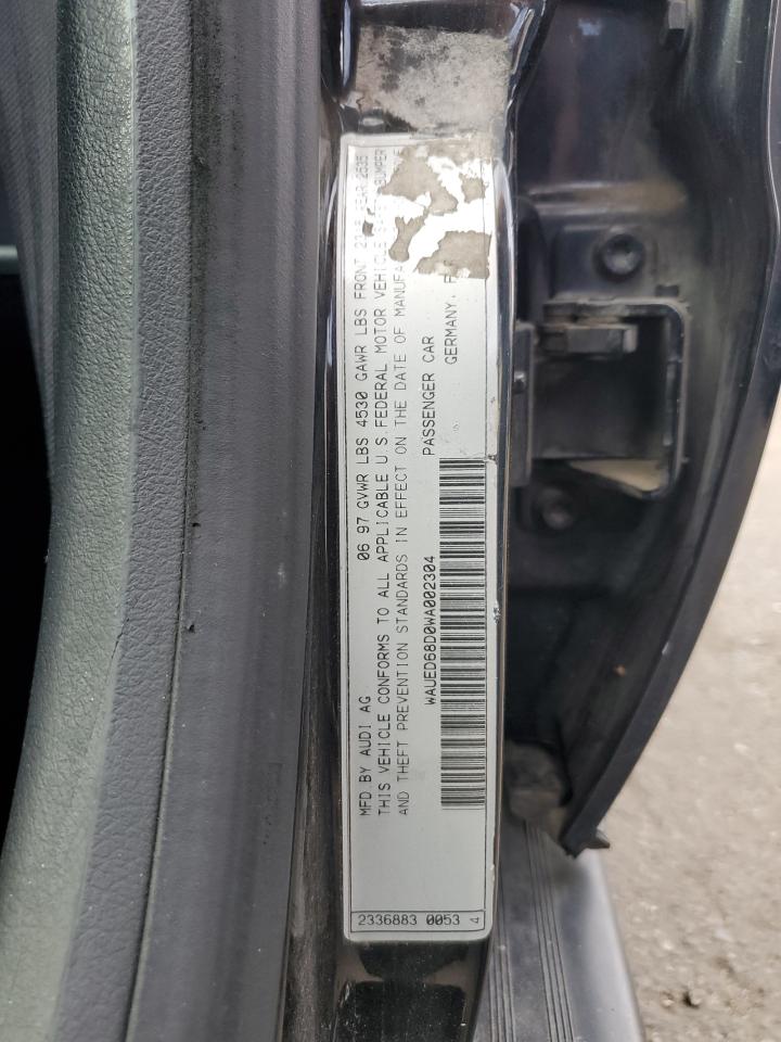 1998 Audi A4 VIN WAUED68D0WA002304 Copart auction photo, all over / hail damage thumbnail 12