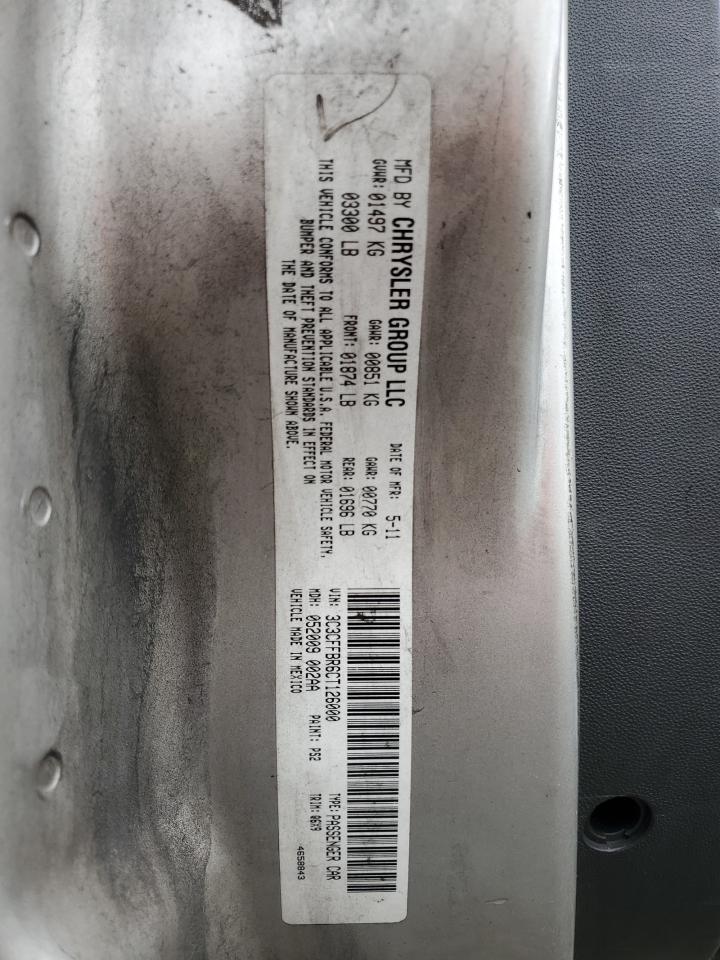 2012 Fiat 500 VIN 3C3CFFBR6CT126000 Copart auction photo, rear end damage thumbnail 12