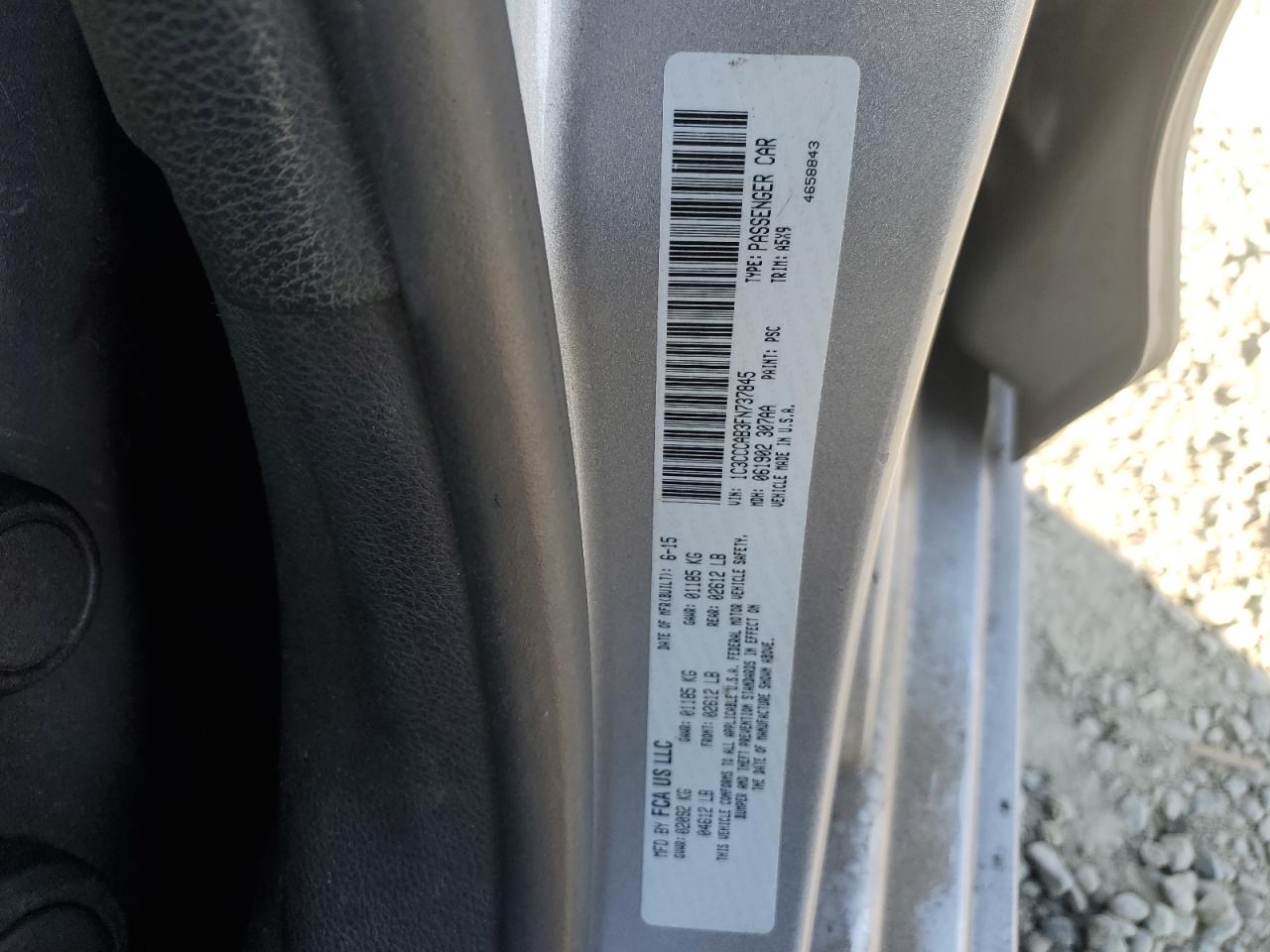 2015 Chrysler 200 VIN 1C3CCCAB3FN737845 Copart auction photo, undercarriage damage thumbnail 14