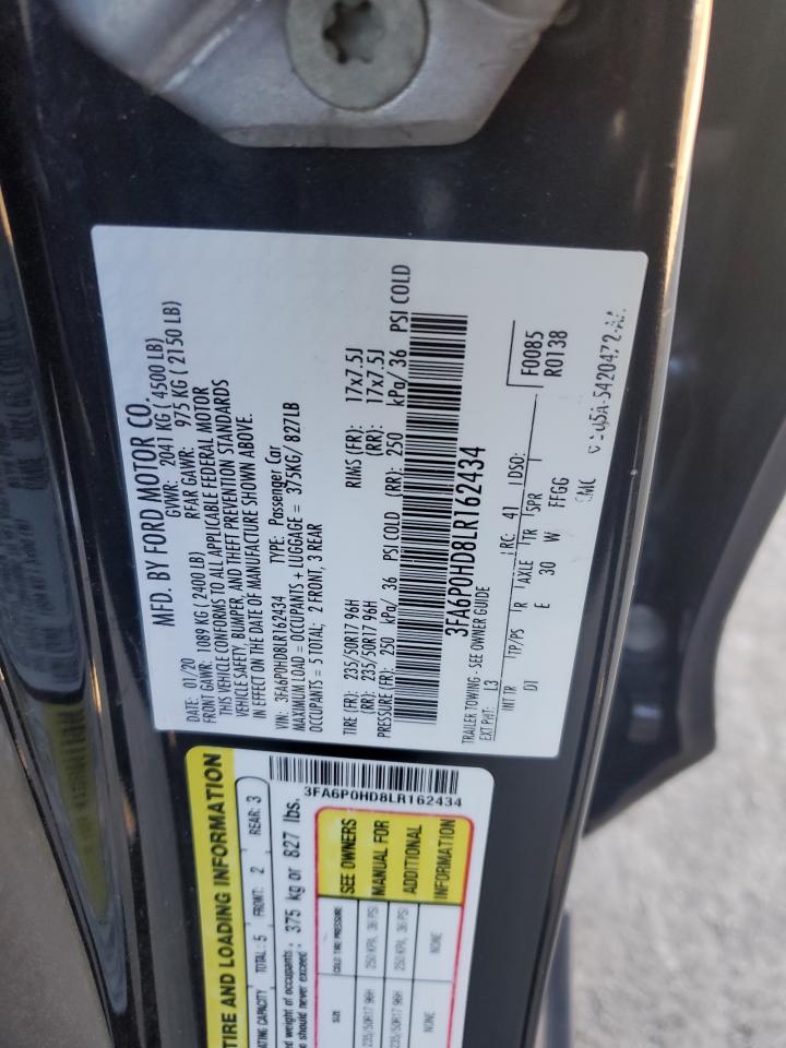 2020 Ford Fusion VIN 3FA6P0HD8LR162434 Copart auction photo, front end damage thumbnail 14
