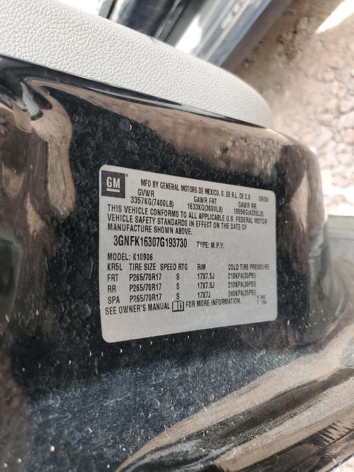 2007 Chevrolet Suburban VIN 3GNFK16307G193730 Copart auction photo, minor dent/scratches damage thumbnail 13