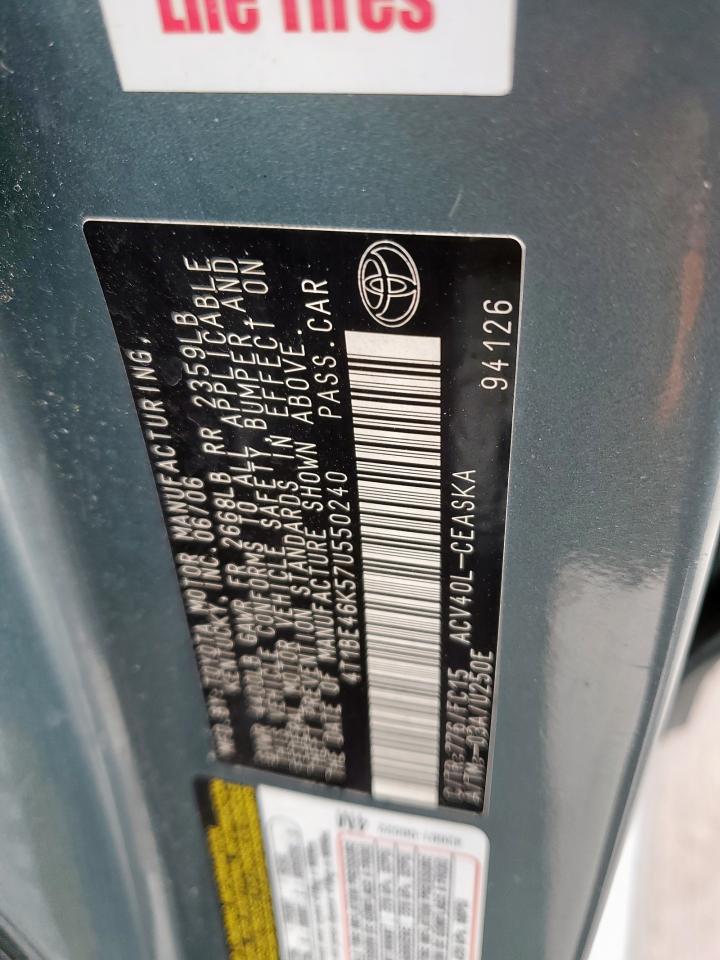 2007 Toyota Camry VIN 4T1BE46K57U550240 Copart auction photo, rear end damage thumbnail 12