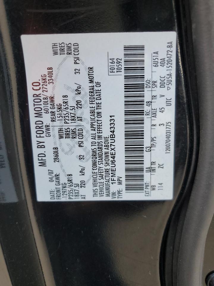 2007 Ford Explorer VIN 1FMEU64EX7UB43331 Copart auction photo, front end damage thumbnail 13