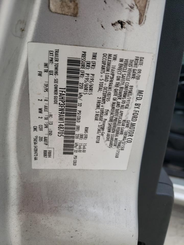 2010 Ford Focus VIN 1FAHP3FN9AW148705 Copart auction photo, front end / rear end damage thumbnail 14