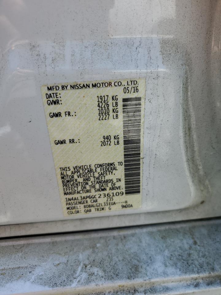 2016 Nissan Altima VIN 1N4AL3AP6GC236109 Copart auction photo, front end damage thumbnail 12