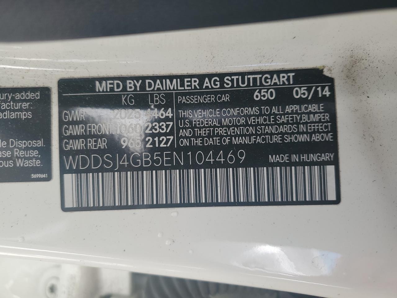 2014 Mercedes-Benz CLA-klasse VIN WDDSJ4GB5EN104469 Copart auction photo, all over damage thumbnail 13