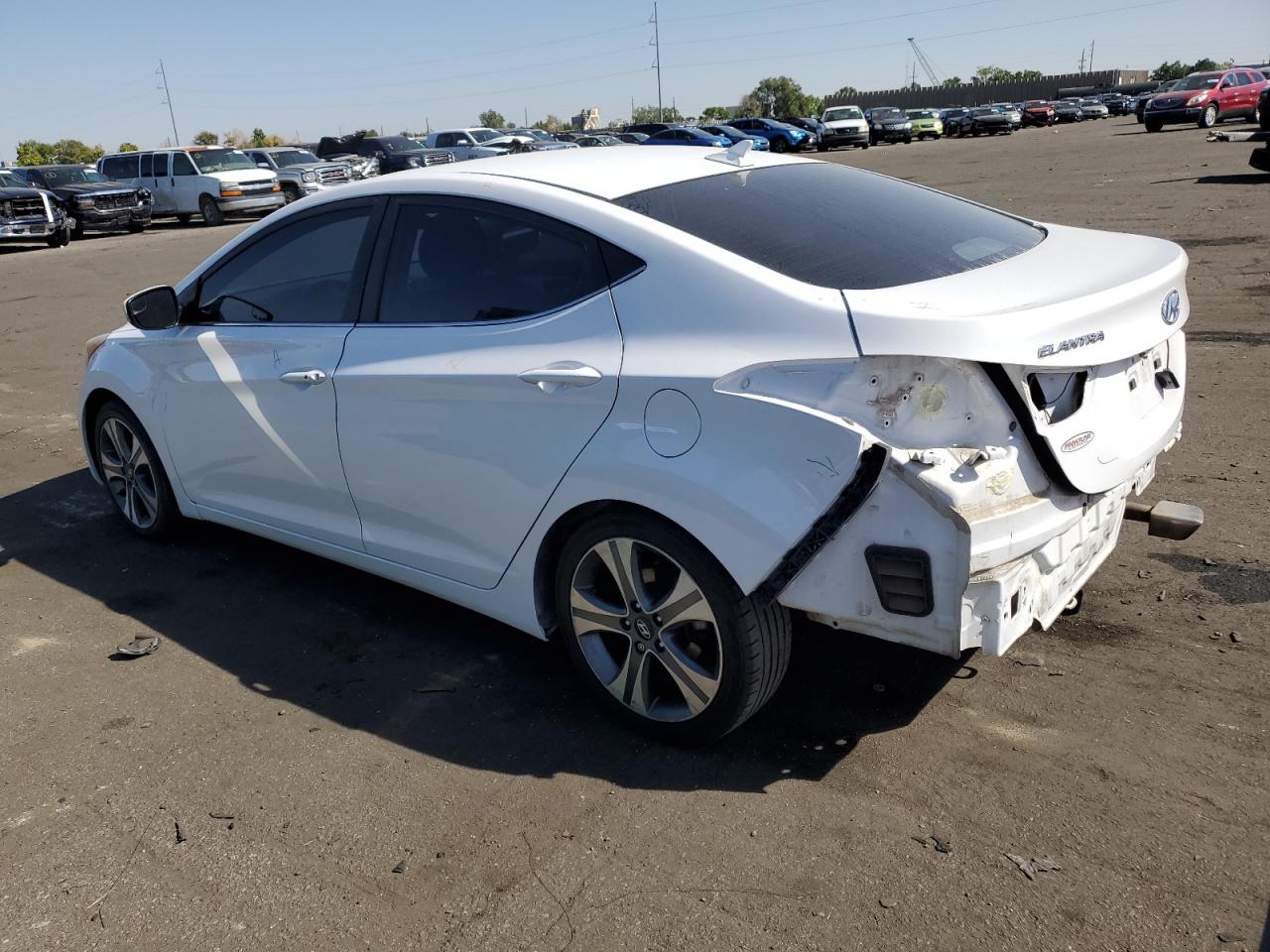 2015 Hyundai Elantra VIN KMHDH4AHXFU391595 Copart auction photo, rear end damage thumbnail 2