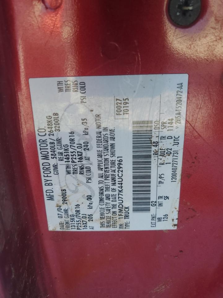 2004 Ford Explorer VIN 1FMDU77K44UC29961 Copart auction photo, front end damage thumbnail 14