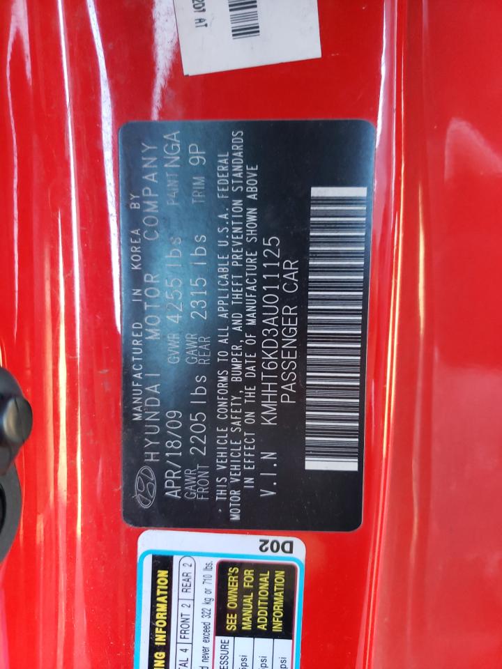2010 Hyundai Genesis VIN KMHHT6KD3AU011125 Copart auction photo, front end damage thumbnail 12