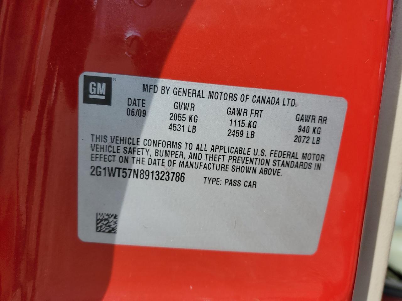 2009 Chevrolet Impala VIN 2G1WT57N891323786 Copart auction photo, all over damage thumbnail 15