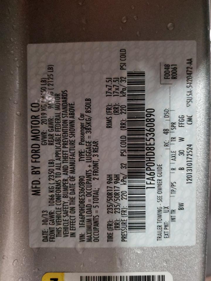 2014 Ford Fusion VIN 1FA6P0HD8E5360890 Copart auction photo, front end / mechanical damage thumbnail 13