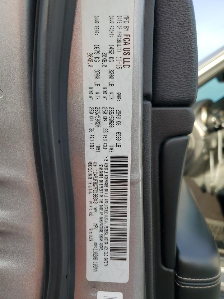 2015 Jeep Grand Cherokee VIN 1C4RJFBG7FC198343 Copart auction photo, front end / minor dent/scratches damage thumbnail 13