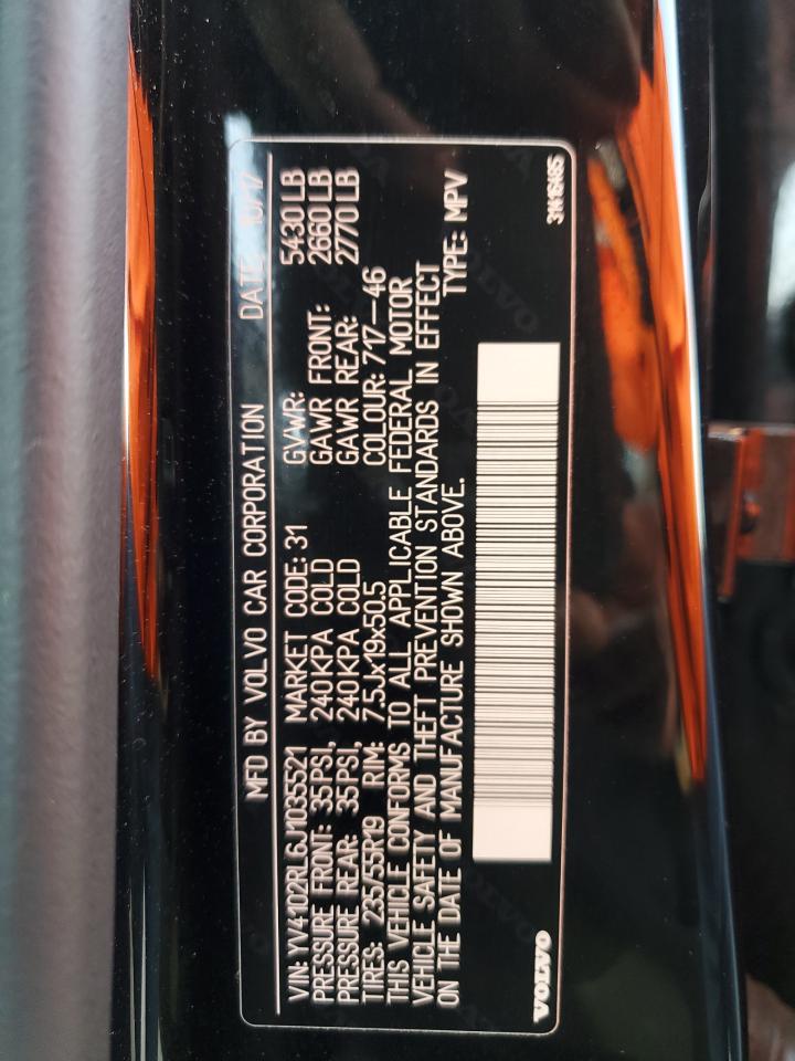 2018 Volvo XC60 VIN YV4102RL6J1035521 Copart auction photo, front end / minor dent/scratches damage thumbnail 14