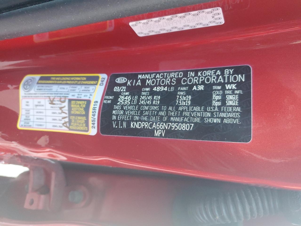 2022 KIA Sportage VIN KNDPRCA66N7950807 Copart auction photo, side / front end damage thumbnail 13