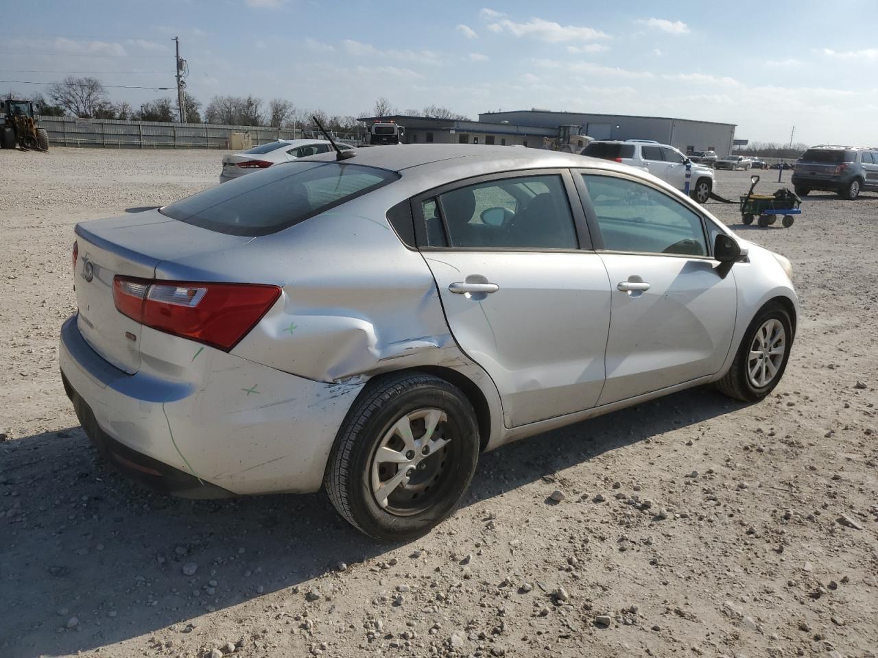 2013 KIA Rio VIN KNADM4A37D6215400 Copart auction photo, rear end / side damage thumbnail 3
