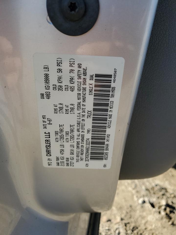 2008 Dodge RAM VIN 3D7KR29A08G132274 Copart auction photo, all over damage thumbnail 12