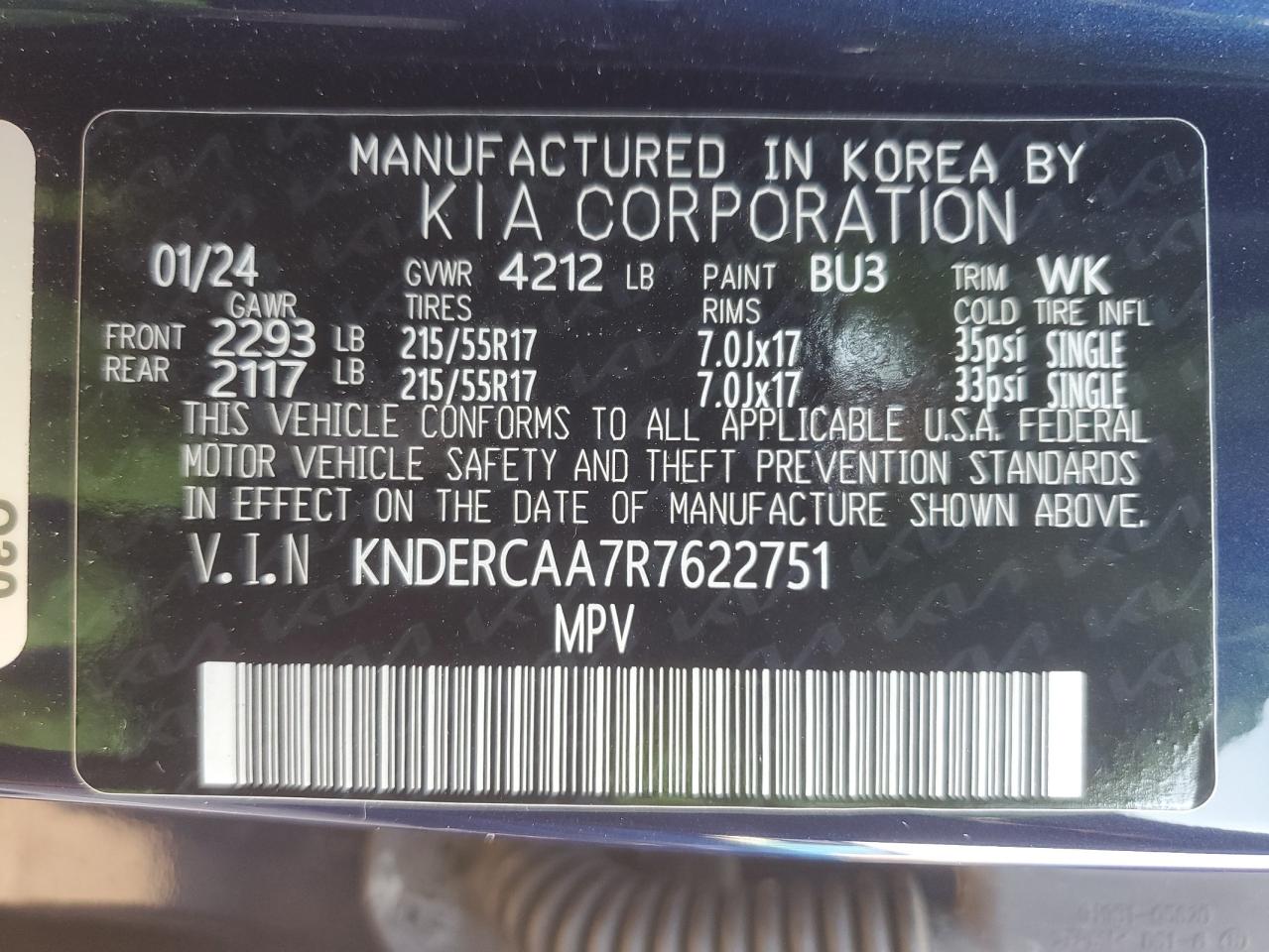 2024 KIA Seltos VIN KNDERCAA7R7622751 Copart auction photo, rear end damage thumbnail 13