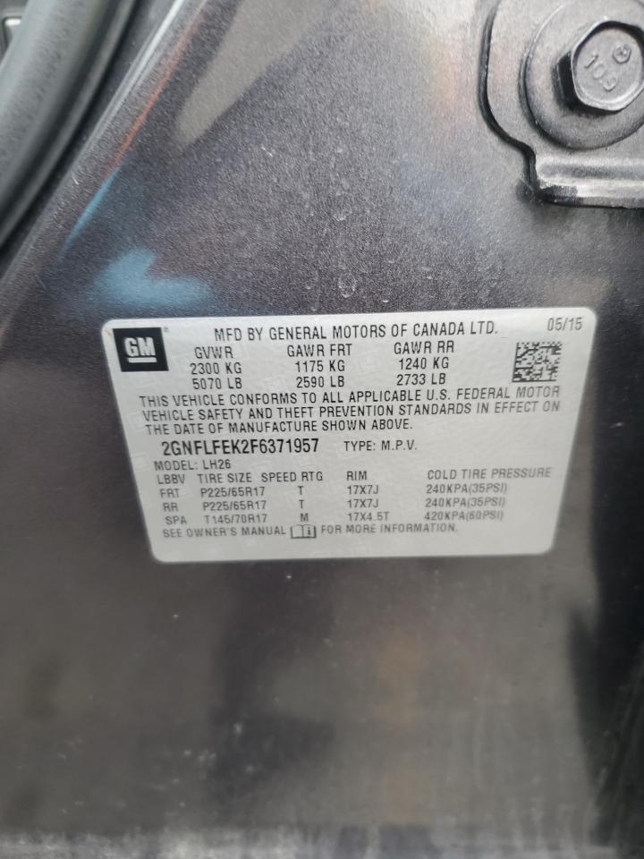 2015 Chevrolet Equinox VIN 2GNFLFEK2F6371957 Copart auction photo, rear end / front end damage thumbnail 13