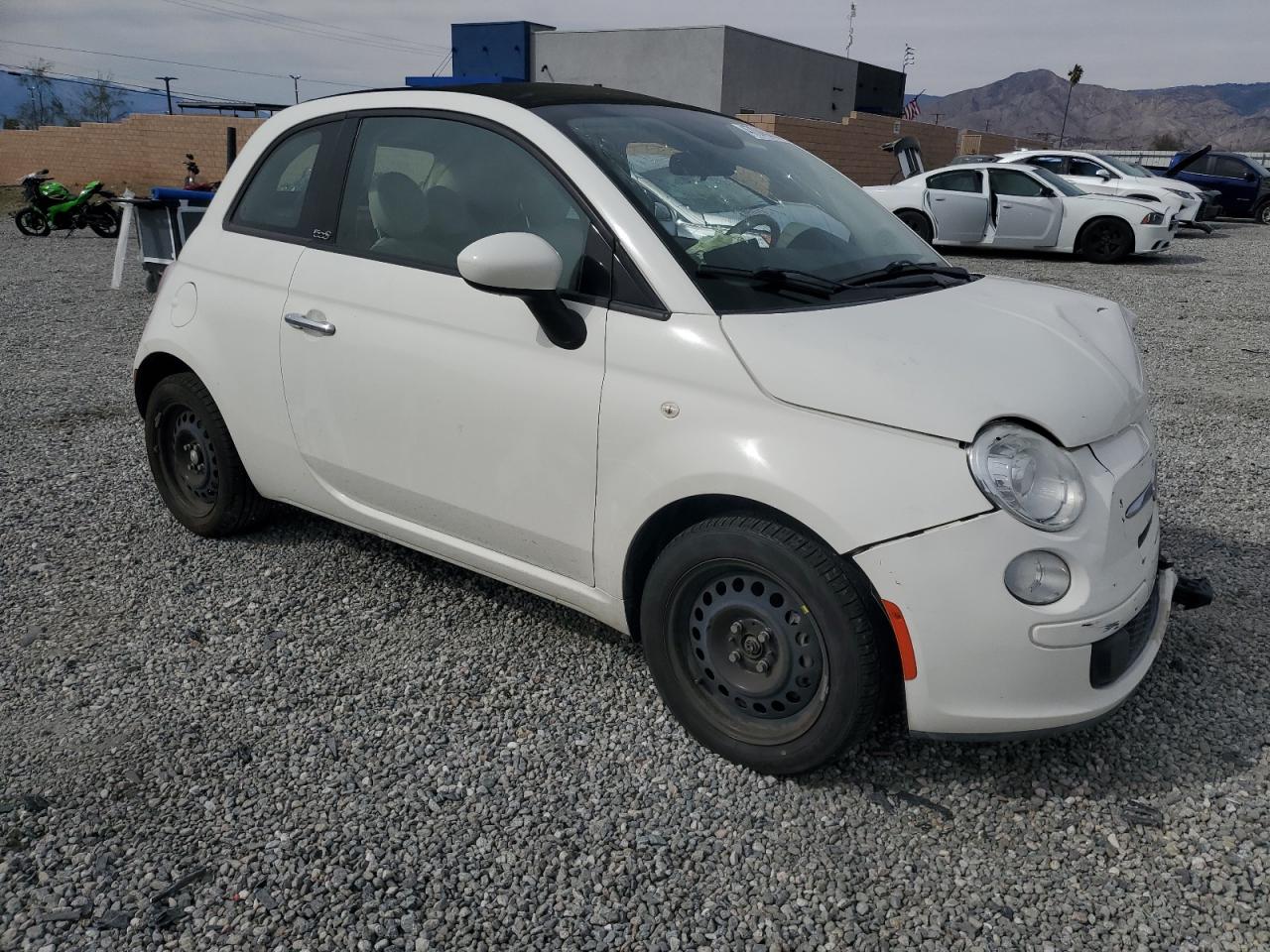 2013 Fiat 500 VIN 3C3CFFDR4DT651992 Copart auction photo, front end / side damage thumbnail 4