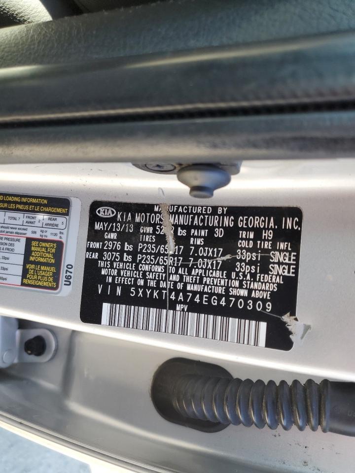2014 KIA Sorento VIN 5XYKT4A74EG470309 Copart auction photo, all over damage thumbnail 16