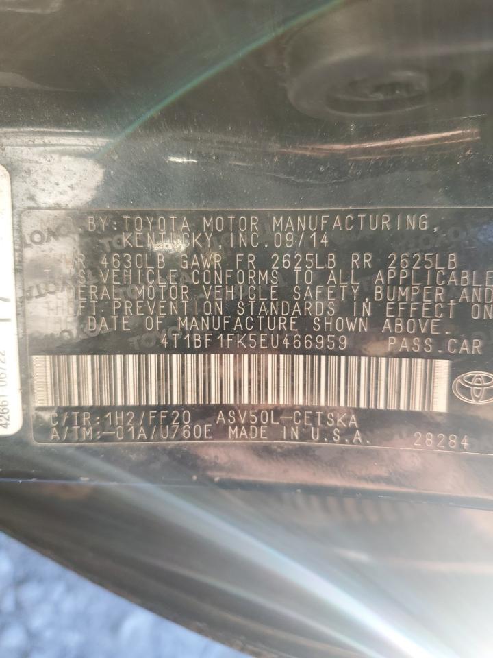 2014 Toyota Camry VIN 4T1BF1FK5EU466959 Copart auction photo, all over / rollover damage thumbnail 13