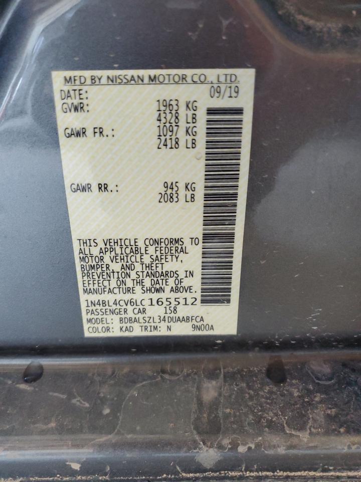 2020 Nissan Altima VIN 1N4BL4CV6LC165512 Copart auction photo, rear end / front end damage thumbnail 14