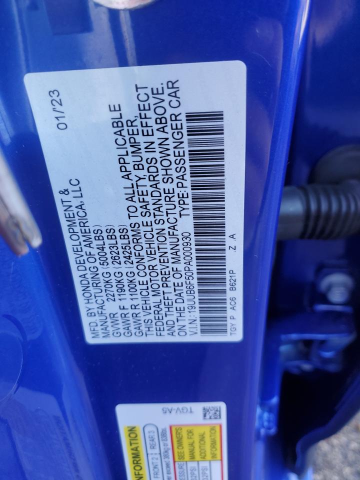 2023 Acura TLX VIN 19UUB6F50PA000930 Copart auction photo, front end / minor dent/scratches damage thumbnail 12