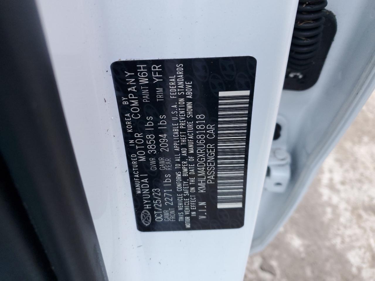 2024 Hyundai Elantra VIN KMHLM4DGXRU681818 Copart auction photo, water/flood damage thumbnail 13