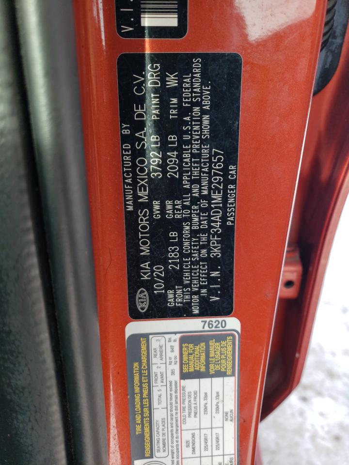 2021 KIA Forte VIN 3KPF34AD1ME297657 Copart auction photo, front end / side damage thumbnail 13