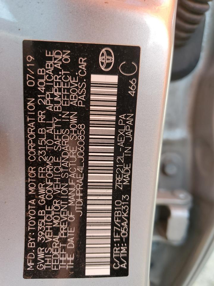 2020 Toyota Corolla VIN JTDHPRAE4LJ060858 Copart auction photo, front end / minor dent/scratches damage thumbnail 14