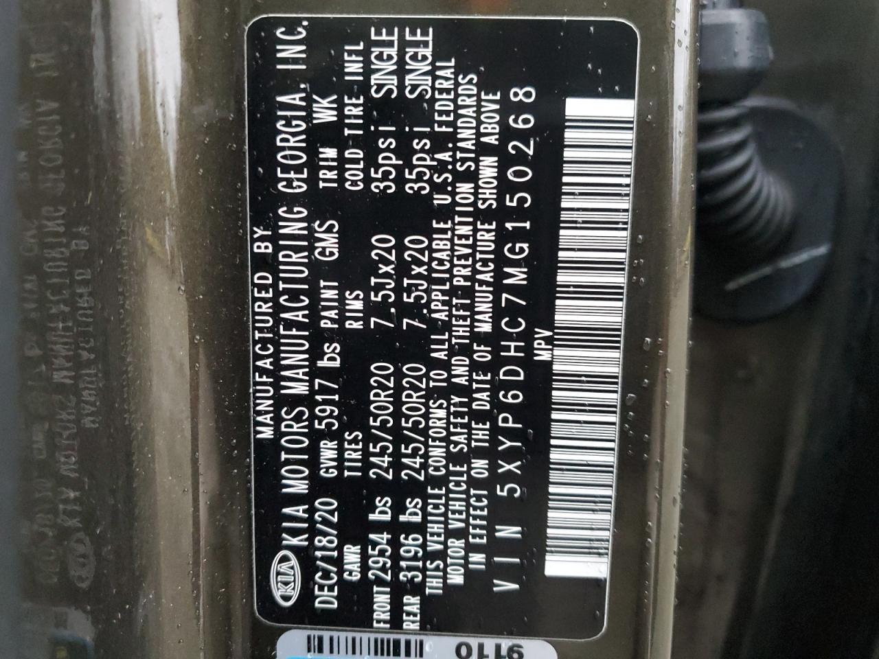 2021 KIA Telluride VIN 5XYP6DHC7MG150268 Copart auction photo, front end damage thumbnail 15