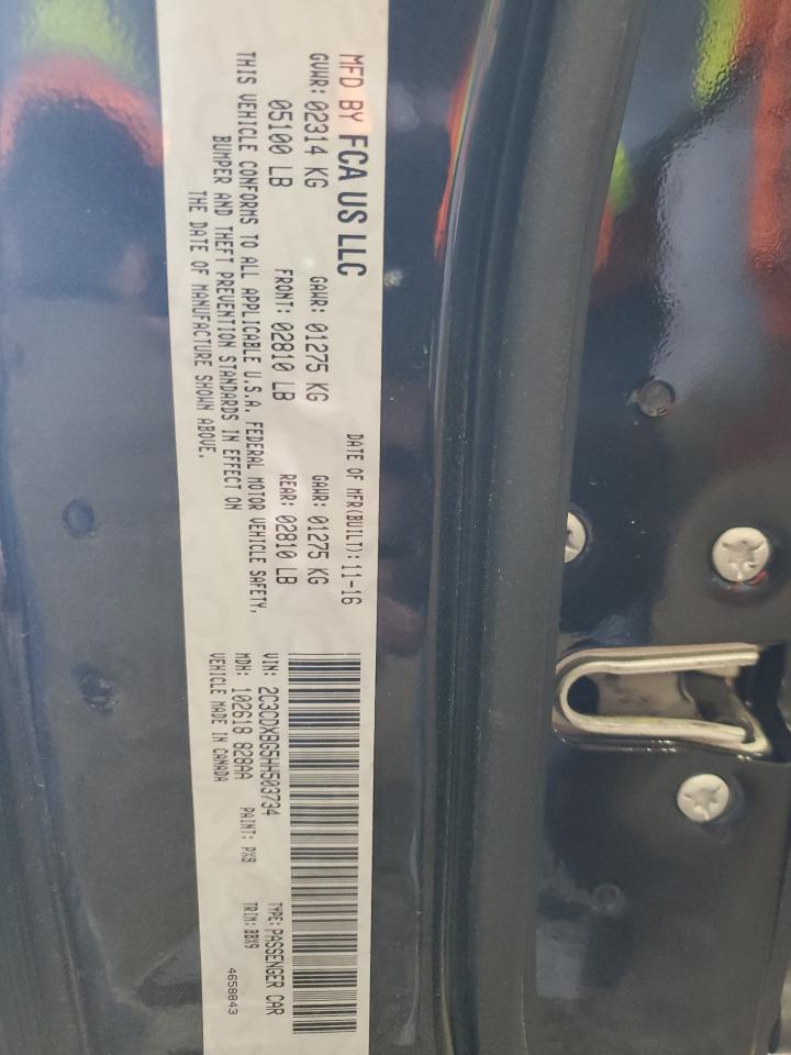 2017 Dodge Charger VIN 2C3CDXBG5HH503734 Copart auction photo, front end / side damage thumbnail 12