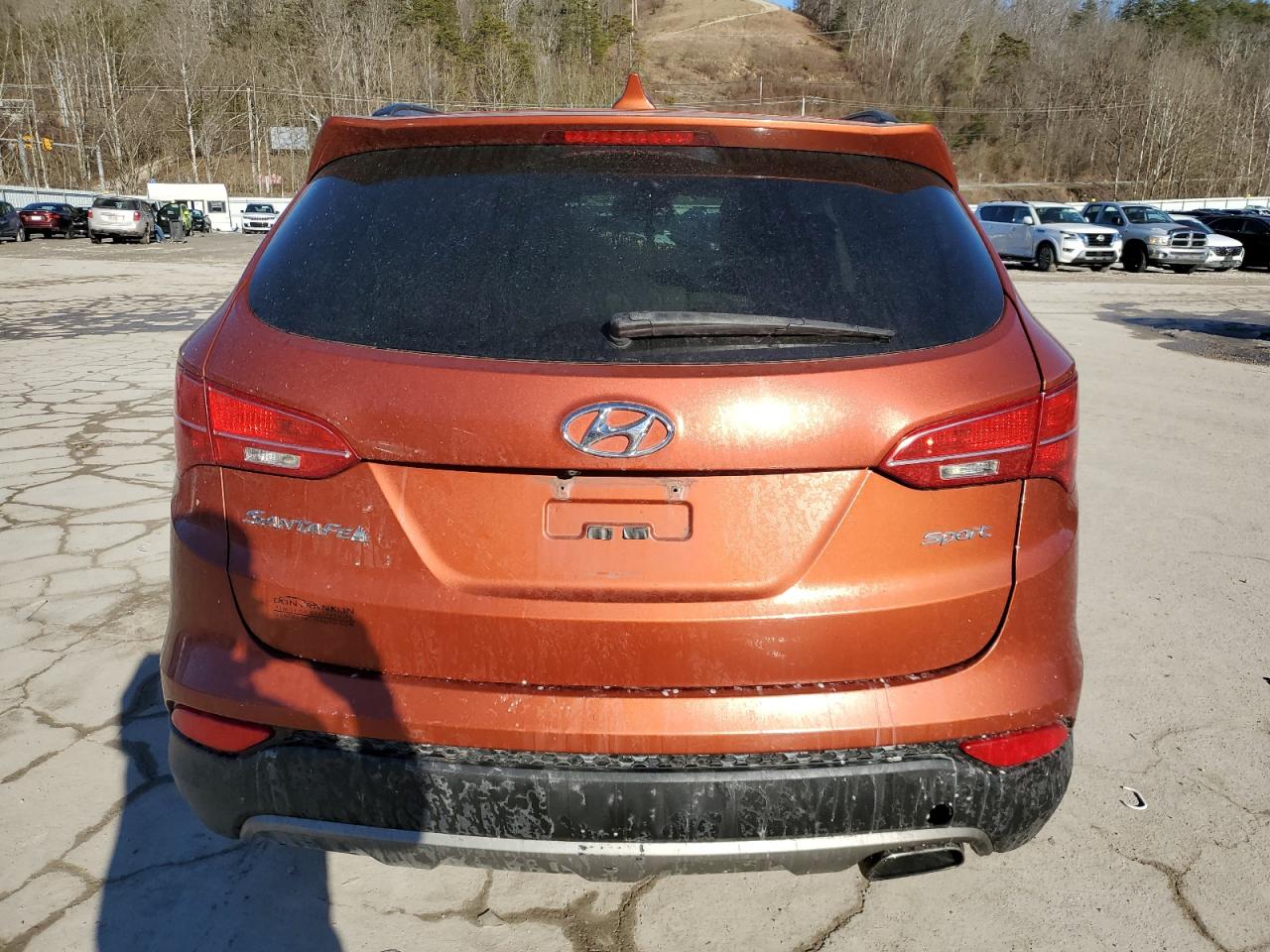 2014 Hyundai Santa Fe VIN 5XYZU3LB7EG185515 Copart auction photo, side / rear end damage thumbnail 6