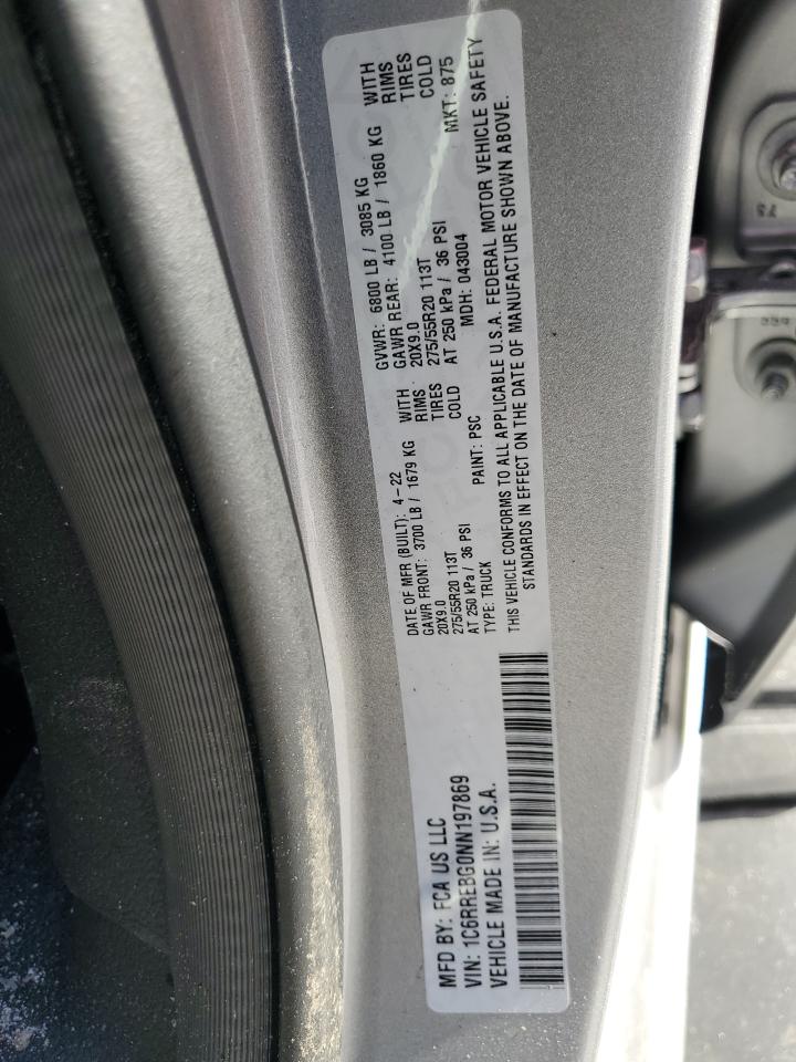 2022 RAM 1500 VIN 1C6RREBG0NN197869 Copart auction photo, front end / all over damage thumbnail 13