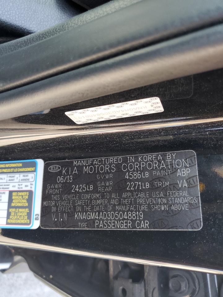 2013 KIA Optima VIN KNAGM4AD3D5048819 Copart auction photo, undercarriage / front end damage thumbnail 14