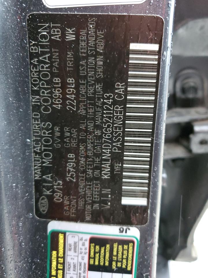 2016 KIA Cadenza VIN KNALN4D76G5211243 Copart auction photo, minor dent/scratches damage thumbnail 12