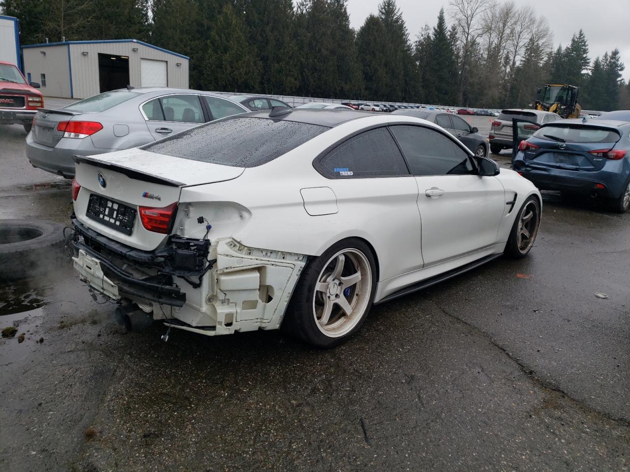2015 BMW M4 VIN WBS3R9C53FK332387 Copart auction photo, rear end damage thumbnail 3